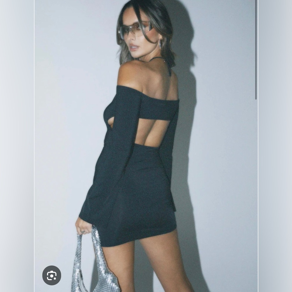 Black Mini Dress Princess Polly Open Back Long sleeve